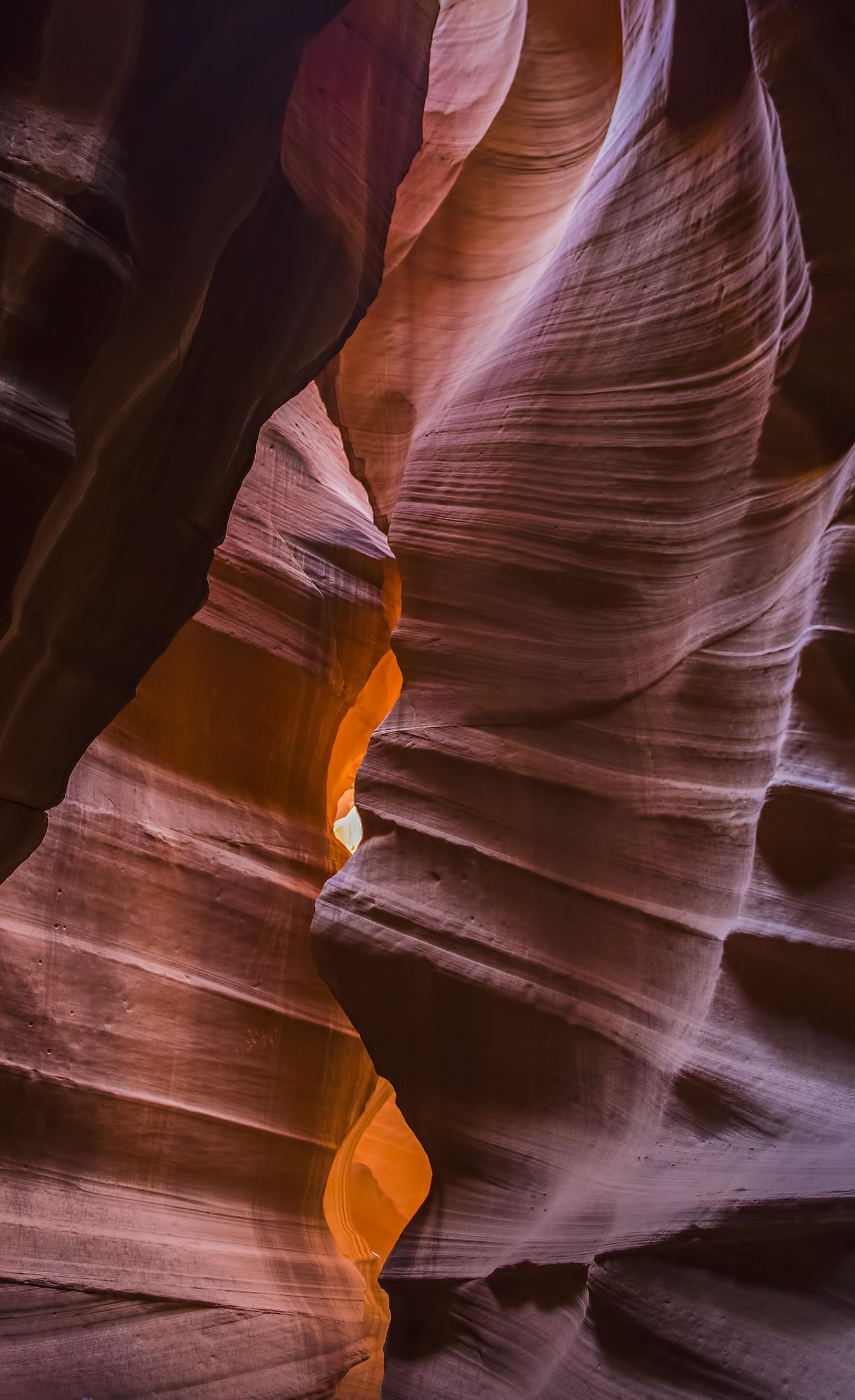 A sandstone canyon wall, its rock in bands of different colors stacked one above another.